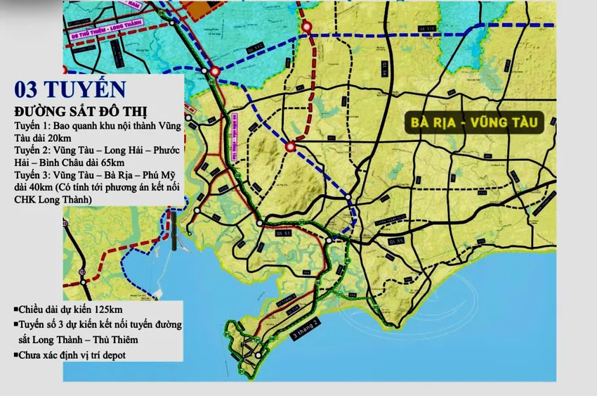 3 tuyến đường sắt đô thị ở Bà Rịa - Vũng Tàu.
