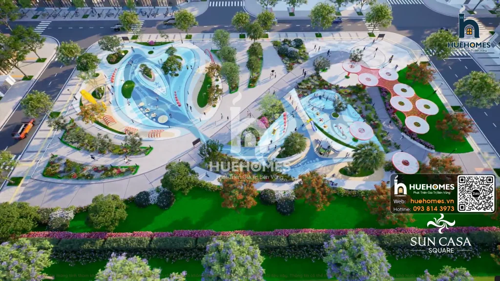 Điểm nhấn Quảng trường trung tâm Ocean Park nằm ngay tại trung tâm cuẩ dự án Sun Casa Square