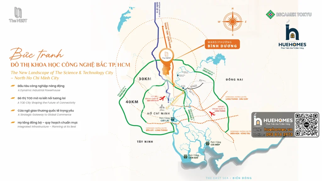 Midori Park The NEST sở hữu vị trí chiến lược tại trung tâm khu đô thị Becamex Tokyu Bình Dương