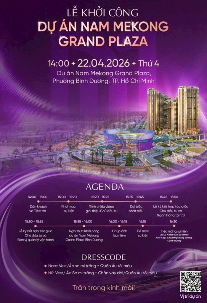 Toàn cảnh buổi lễ khởi công dự án Nam Mekong Grand Plaza với sự tham dự của Ban lãnh đạo và các đối tác chiến lược.
